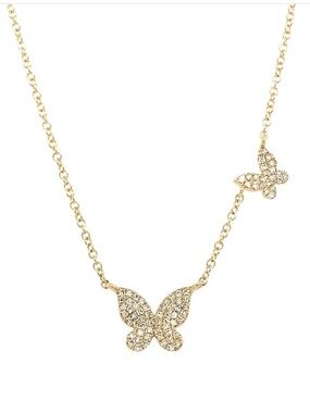 Jennifer Miller Rose Gold Butterfly Diamond Necklace - Women Jewelry
